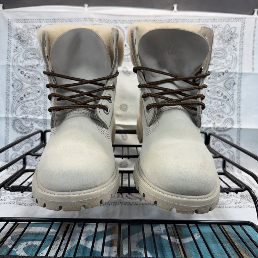 NEW/SAMPLE Timberland Premium Womens 6" SHEARLING Boo WP Boots Light Taupe Sz 6 - Picture 3 of 8